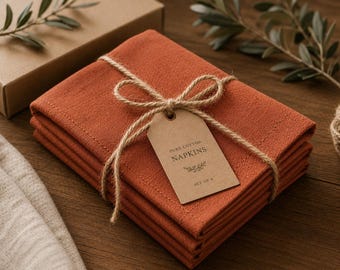 Puur katoenen servetten van terracotta, met steen gewassen doek, rustiek bruiloftstafeldecor