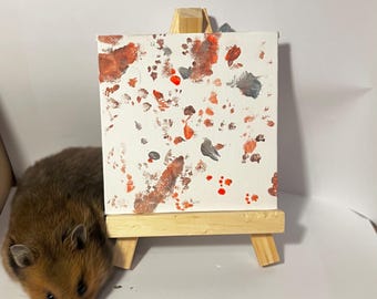 Mini Hamster Painting | Tiny Canvas Art | Animal Art | Handmade UK (10x10 cm)