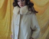 Lilli Ann Mohair Mink Stroller Vintage 1960s White Tourmaline Mink Coat 60s Blonde Fur Jacket White Mink Short Coat Large