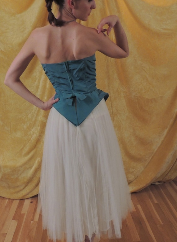 Sophisticated 50s Prom Dress/Strapless Tulle Prom… - image 3