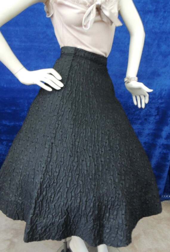 Brocade Full Circle Skirt/ Vintage 1950s/ Black sk