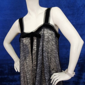 Vintage Sheer Lace Velvet Slip Dress or Slip with Velvet Trim
