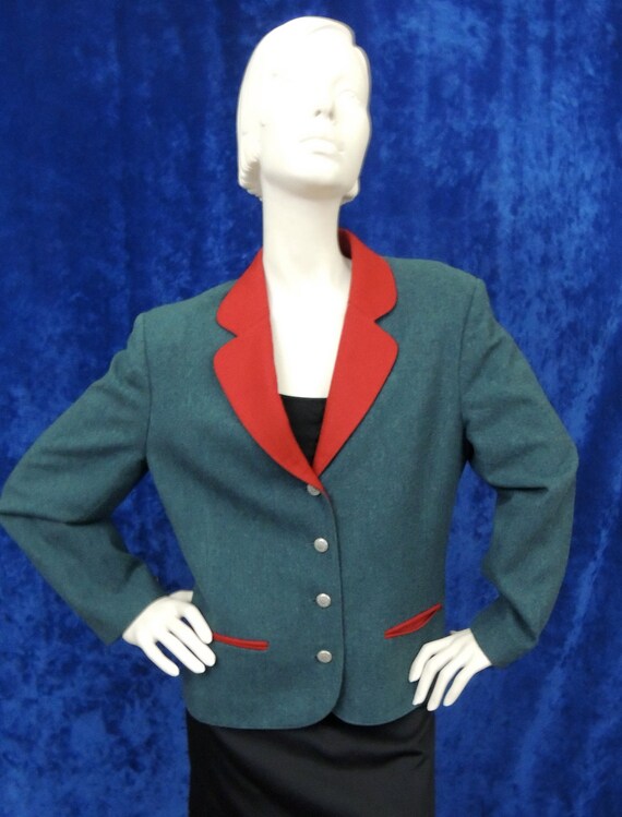 Vintage Pendleton Red Teal Blazer/ Vintage Pendlet
