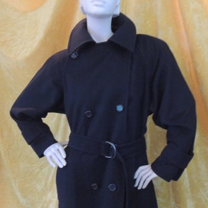 YSL Variation WOOL Trenchcoat/EXCELLENT/Yves Saint Laurent Coat/Double Breasted/Dark Navy/Black