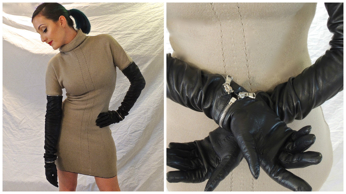 Reserved Gianfranco Ferre Knit Dress With Zip on Sleeves/zip