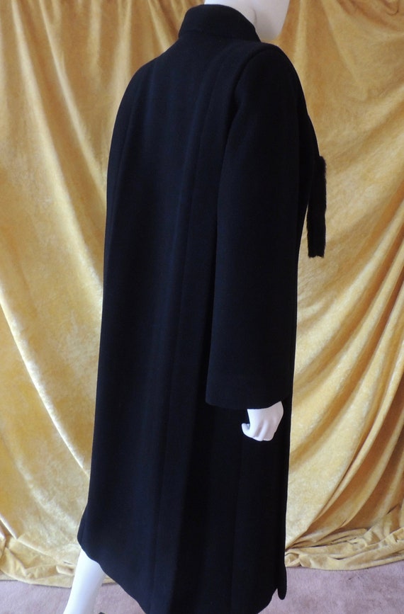 Pauline Trigere Coat/Long 80s Midi Black Wool Coa… - image 4