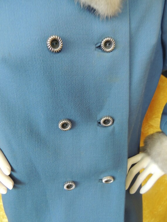 SALE Silver White Mink & Wedgewood Blue Coat/ Double Breasted - Etsy