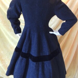 Lilli Ann Black Princess Velvet Wool Coat/EXCELLENT/1950s Princess Coat with Wide Skirt/All Original Velvet Details/50s/Beautiful image 4