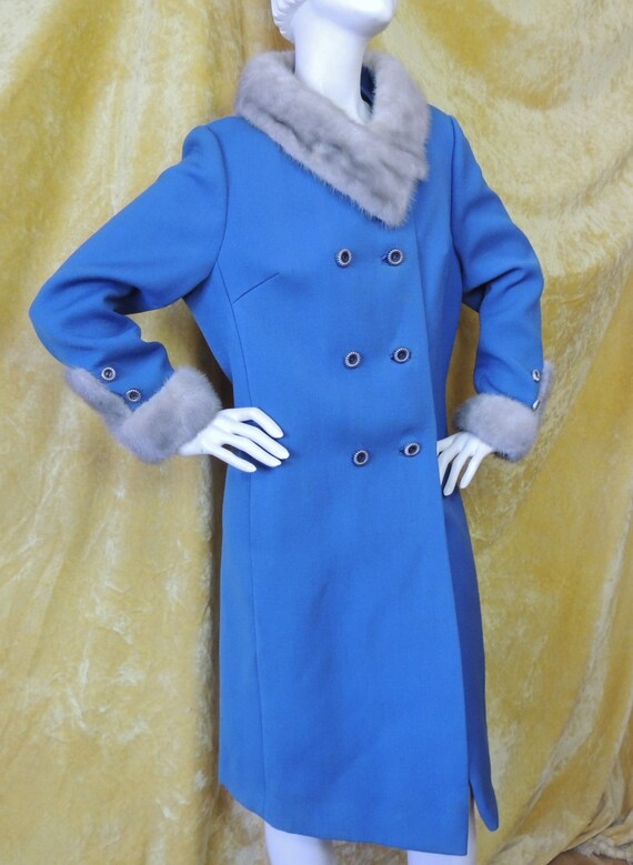 SALE Silver White Mink & Wedgewood Blue Coat/ Double Breasted - Etsy