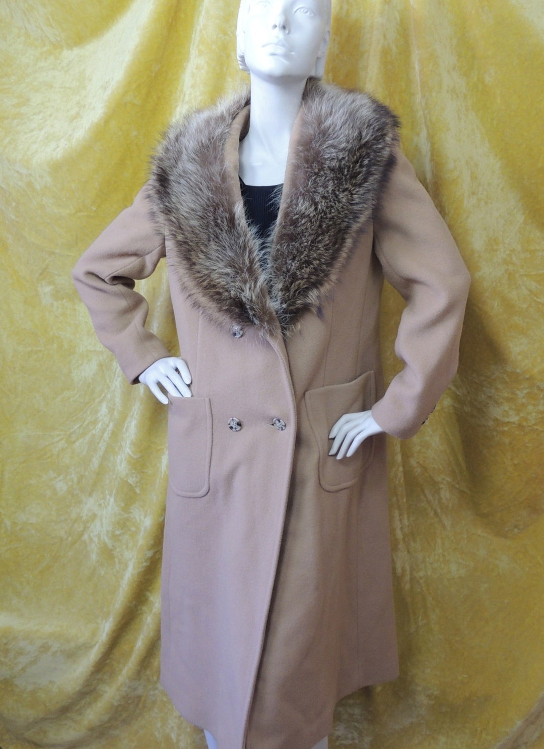 1970s Regency Brown Double Breasted Cashmere Coat