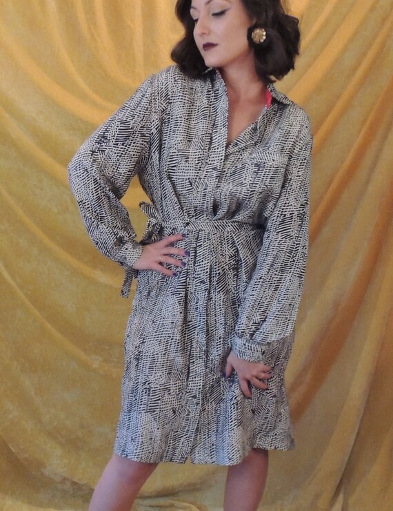 70s Abe Schrader Shirtdress/Shirtdress/Animal Prin