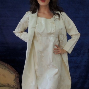 60s Mod Brocade Dress & Coat/Short Fully Lined Princess Suit/Vintage1960s Wedding/Sleeveless/Mini Dress/Empire