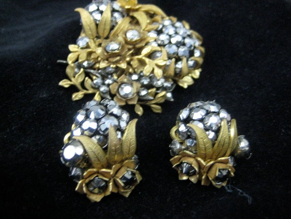 Miriam Haskell Signed Set/Vintage/Set/Brooch/Earr… - image 5