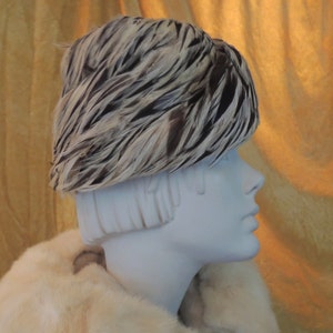 Andre Denis Paris Feather Hat/Vintage Feather Hat 1960s/Cream Brown Swirling Feathers/Vintage 60s Feather Hat