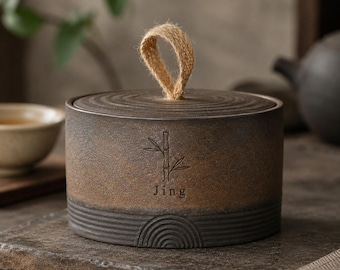 Tarro de cerámica personalizado, bote de té personalizado con tapa, recipiente artesanal para té de hojas sueltas, regalo para amantes del té