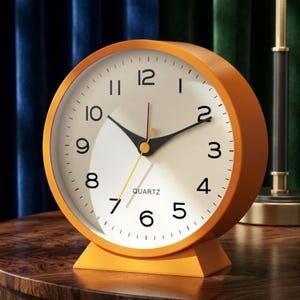 Reloj despertador silencioso retro, reloj de mesita de noche estilo art déco, luz nocturna a pilas para decoración del hogar