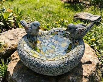 Cuenco para pájaros de piedra natural, pequeño bebedero y cuenco para pájaros, cuenco de piedra moderno para decoración de balcón, regalo de 47 aniversario por menos de 100