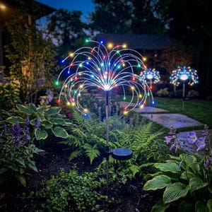 Luci solari da giardino a forma di fuochi d'artificio, luci a LED per esterni con filo di rame per vialetti e giardini, decorazioni per prato a basso consumo energetico per matrimoni, feste e patio.