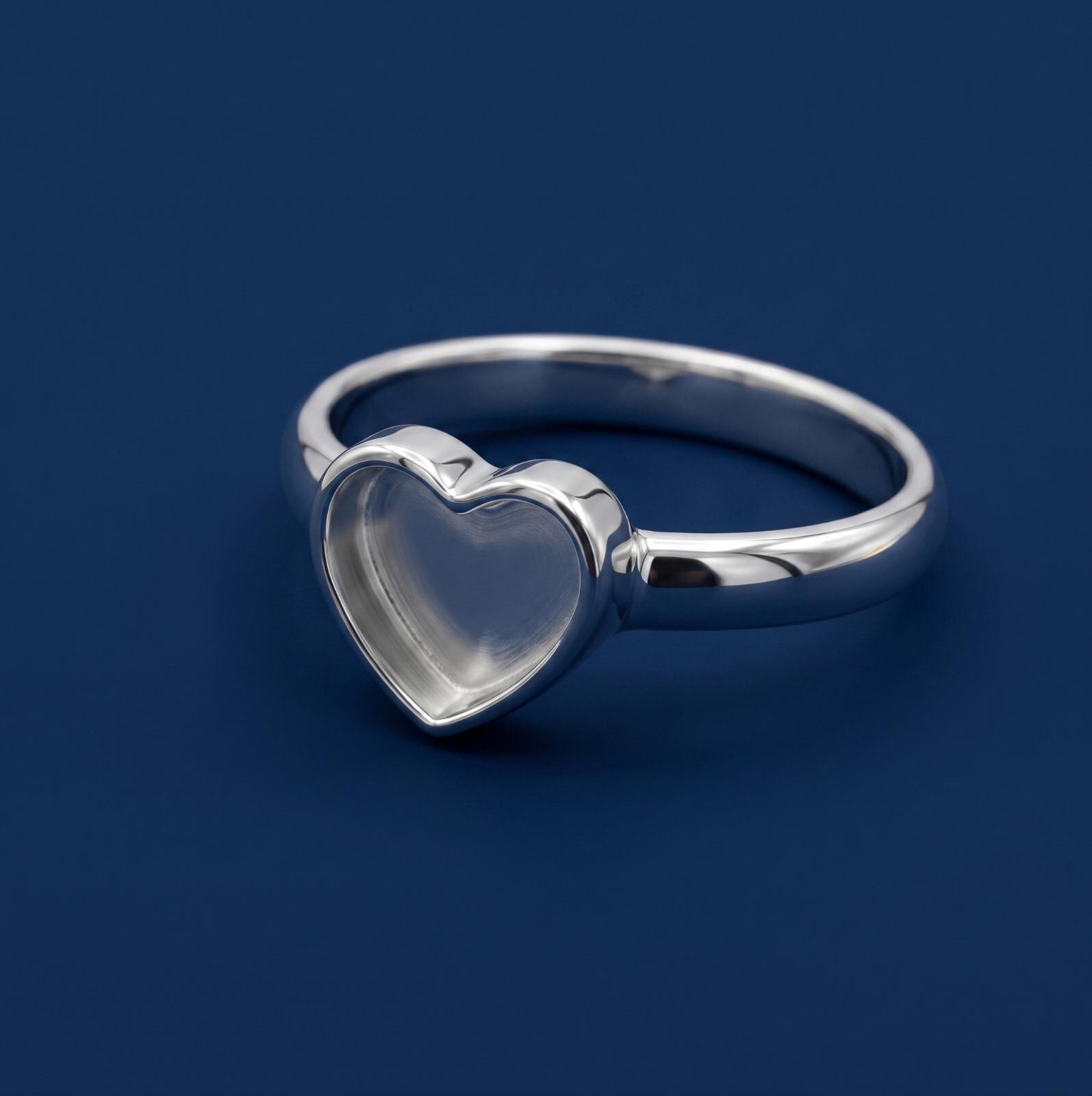 925 Sterling Silver Heart Bezel Ring, Handmade Custom Heart Gemstone ...