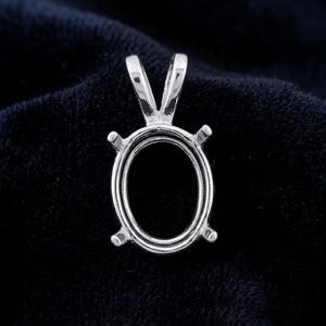 Monturas de colgantes ovaladas semimontadas con garras en blanco de plata de ley 925, dije con muesca previa para engaste de piedra ovalada, bricolaje para la fabricación de joyas con piedras preciosas,