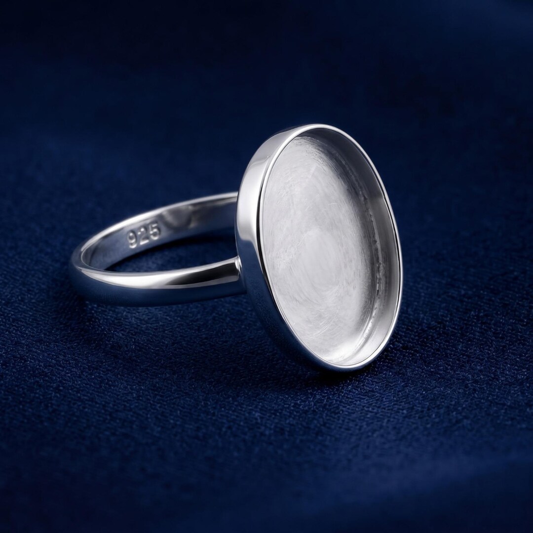 925 Sterling Silver Oval Bezel Ring, Handmade Custom Oval Gemstone ...