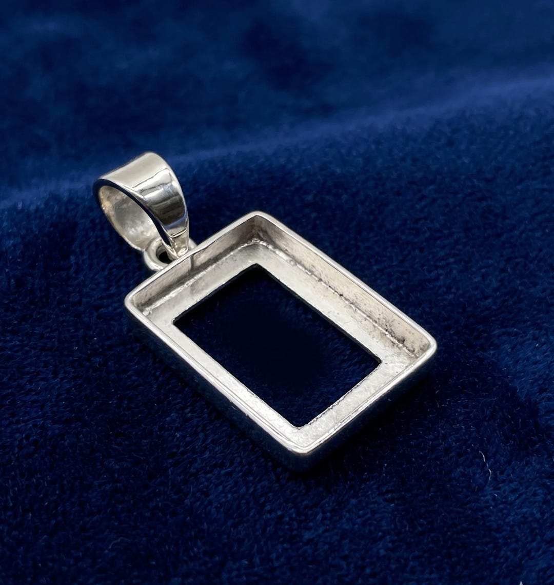 925 Sterling Silver Blank Rectangle Bezel Pendant, Handmade Semi Mount ...