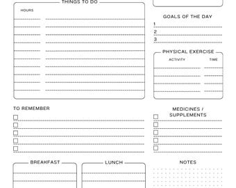 Planificador diario imprimible en PDF - Planificador diario minimalista - Planificador de productividad - Lista de tareas diarias - Organización del hogar/oficina