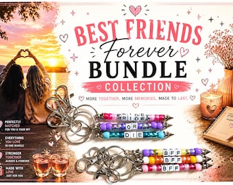 Beaded Friendship Keychain Set, Matching BFF Tassel Charms, Personalized Friendship Gift