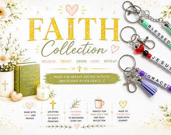 Christian Faith Keychain, Personalized Religious Gift, Blessed Grace Hope Beaded Keychain, Pray Jesus Faith Charm, Christian Gift for Women