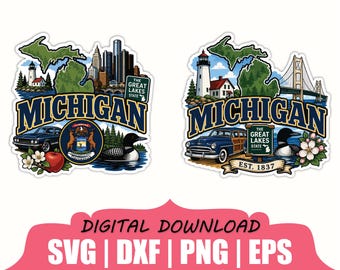 Michigan State Sticker Svg, Dxf, Png