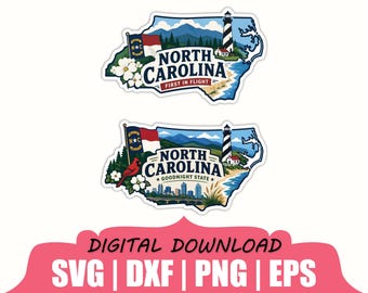 North Carolina Sticker Svg, Dxf, Png