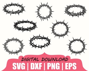 Crown of Thorn Silhouette, Svg, Dxf,  Png