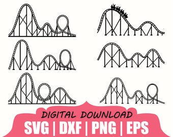 Roller Coaster Silhouette, Svg, Dxf, Png