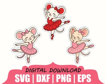 Ballet Mouse Sticker Svg, Dxf, Png