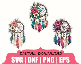 Floral Dreamcatcher Sticker Svg, Dxf, Png