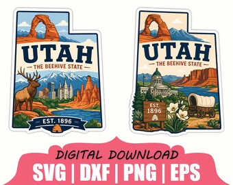 Utah State Sticker Svg, Dxf, Png