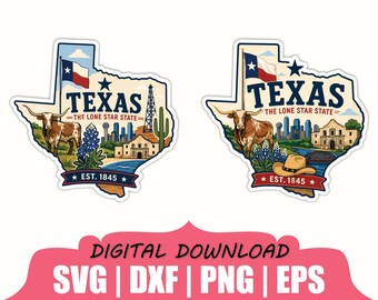 Texas State Sticker Svg, Dxf, Png