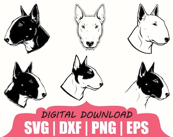 Silueta de cabeza de perro Bull Terrier, SVG, DXF, PNG
