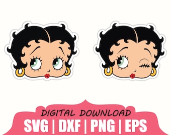 Pegatina de la cara de Betty Boop en formato SVG, DXF y PNG.