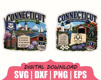 Connecticut staat Sticker Svg, Dxf, Png