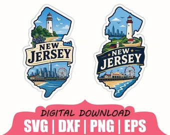 New Jersey State Sticker Svg, Dxf, Png