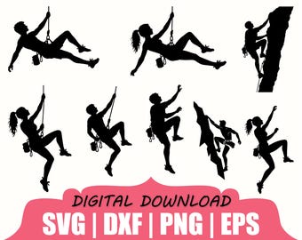 Rock Climbing Silhouette, Svg, Dxf, Png