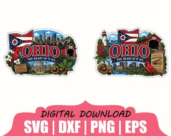 Ohio State Sticker Svg, Dxf, Png