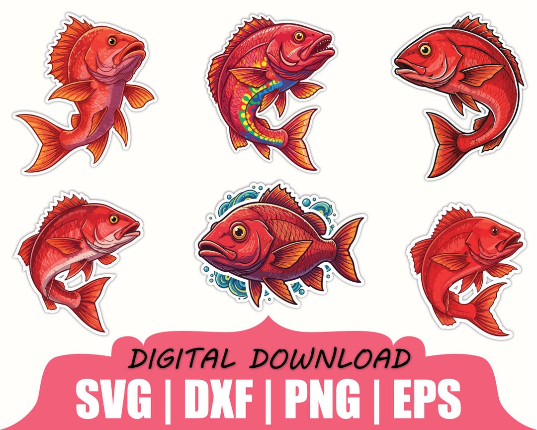 Red Snapper Fish Sticker Svg, Dxf, Png - Etsy Australia