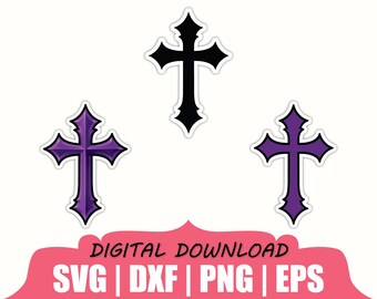 Pegatina con signo de cruz gótica en formato SVG, DXF y PNG.