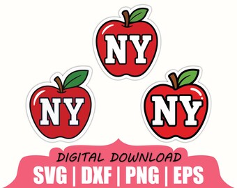 NY Apple Sticker Svg, Dxf, Png