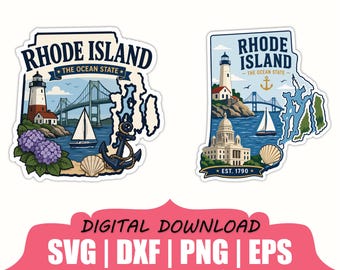 Rhode Island Sticker Svg, Dxf, Png