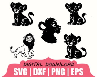 Simba Silhouette, Svg, Dxf, Png