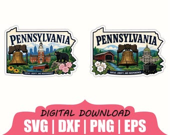 Pennsylvania State Sticker Svg, Dxf, Png