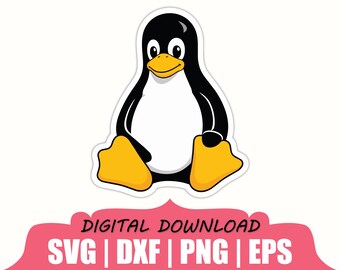 Tux Linus Sticker Svg, Dxf, Png